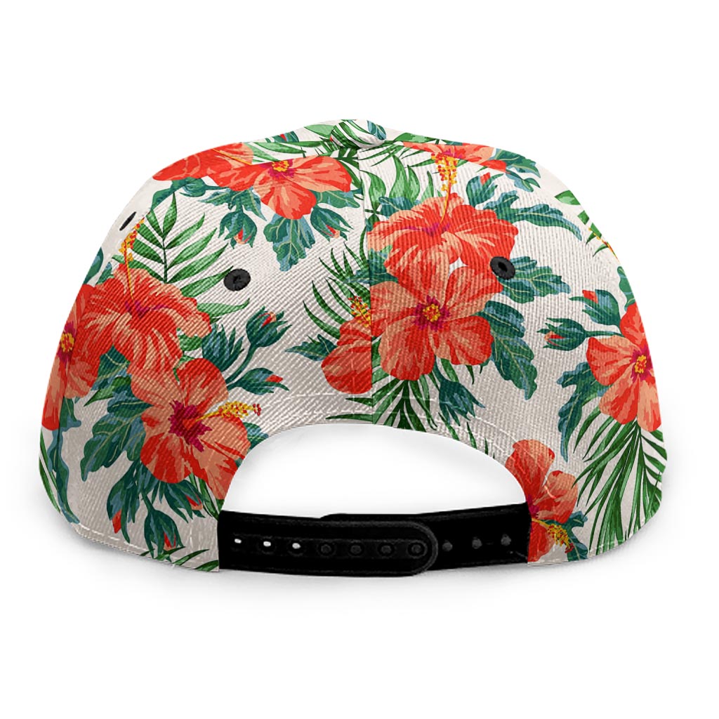Tropical Hibiscus Blossom Pattern Print Snapback Cap