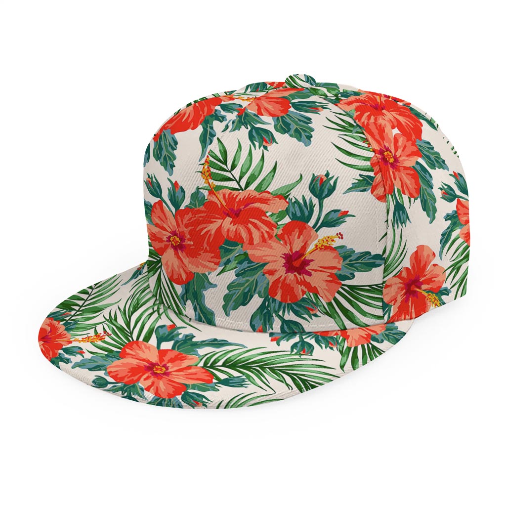 Tropical Hibiscus Blossom Pattern Print Snapback Cap