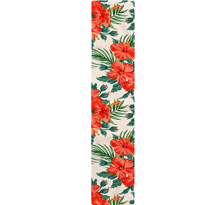 Tropical Hibiscus Blossom Pattern Print Table Runner