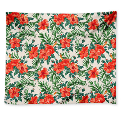 Tropical Hibiscus Blossom Pattern Print Tapestry