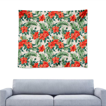 Tropical Hibiscus Blossom Pattern Print Tapestry
