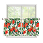 Tropical Hibiscus Blossom Pattern Print Tier Curtains