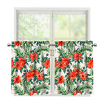Tropical Hibiscus Blossom Pattern Print Tier Curtains
