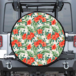 Tropical Hibiscus Blossom Pattern Print Tire Cover