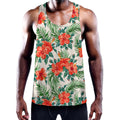 Tropical Hibiscus Blossom Pattern Print Men's Workout Tank Top