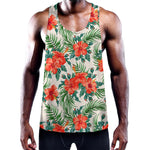 Tropical Hibiscus Blossom Pattern Print Training Tank Top