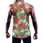 Tropical Hibiscus Blossom Pattern Print Training Tank Top