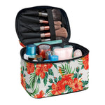 Tropical Hibiscus Blossom Pattern Print Travel Makeup Bag