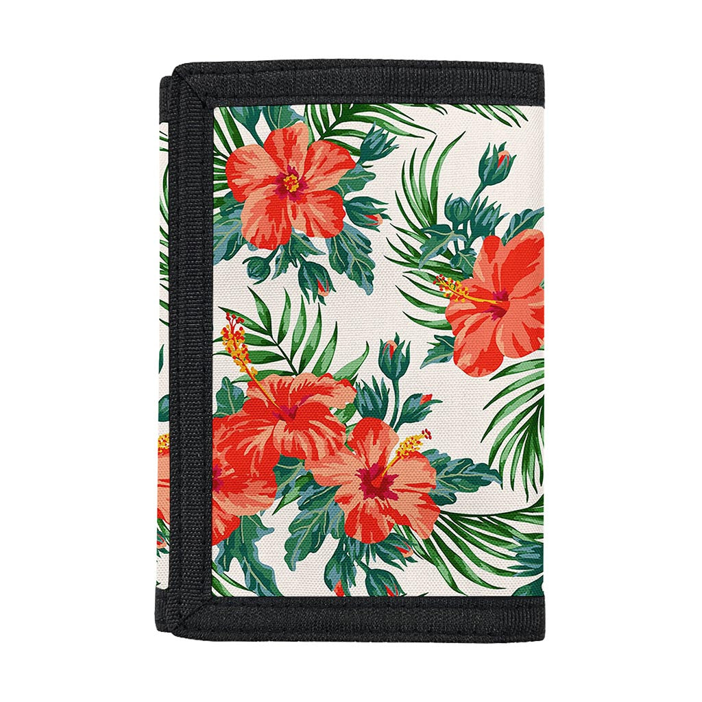 Tropical Hibiscus Blossom Pattern Print Trifold Wallet