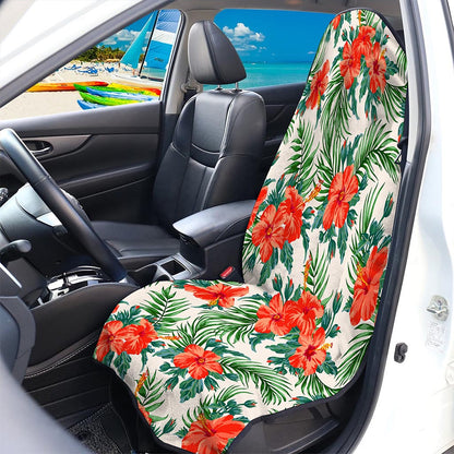 Tropical Hibiscus Blossom Pattern Print Waterproof Car Seat Cover