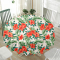 Tropical Hibiscus Blossom Pattern Print Waterproof Round Tablecloth
