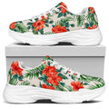 Tropical Hibiscus Blossom Pattern Print White Chunky Shoes