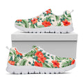 Tropical Hibiscus Blossom Pattern Print White Running Shoes