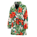 Tropical Hibiscus Blossom Pattern Print Women's Bathrobe