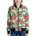 Tropical Hibiscus Blossom Pattern Print Women's Bomber Jacket