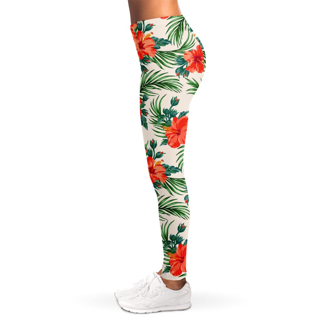 Tropical Hibiscus Blossom Pattern Print Women's Leggings
