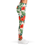 Tropical Hibiscus Blossom Pattern Print Women's Leggings