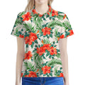Tropical Hibiscus Blossom Pattern Print Women's Polo Shirt