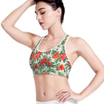Tropical Hibiscus Blossom Pattern Print Women's Sports Bra