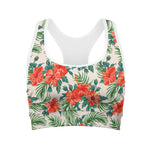 Tropical Hibiscus Blossom Pattern Print Women's Sports Bra