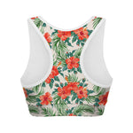 Tropical Hibiscus Blossom Pattern Print Women's Sports Bra