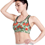 Tropical Hibiscus Blossom Pattern Print Women's Sports Bra