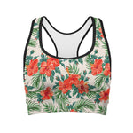 Tropical Hibiscus Blossom Pattern Print Women's Sports Bra
