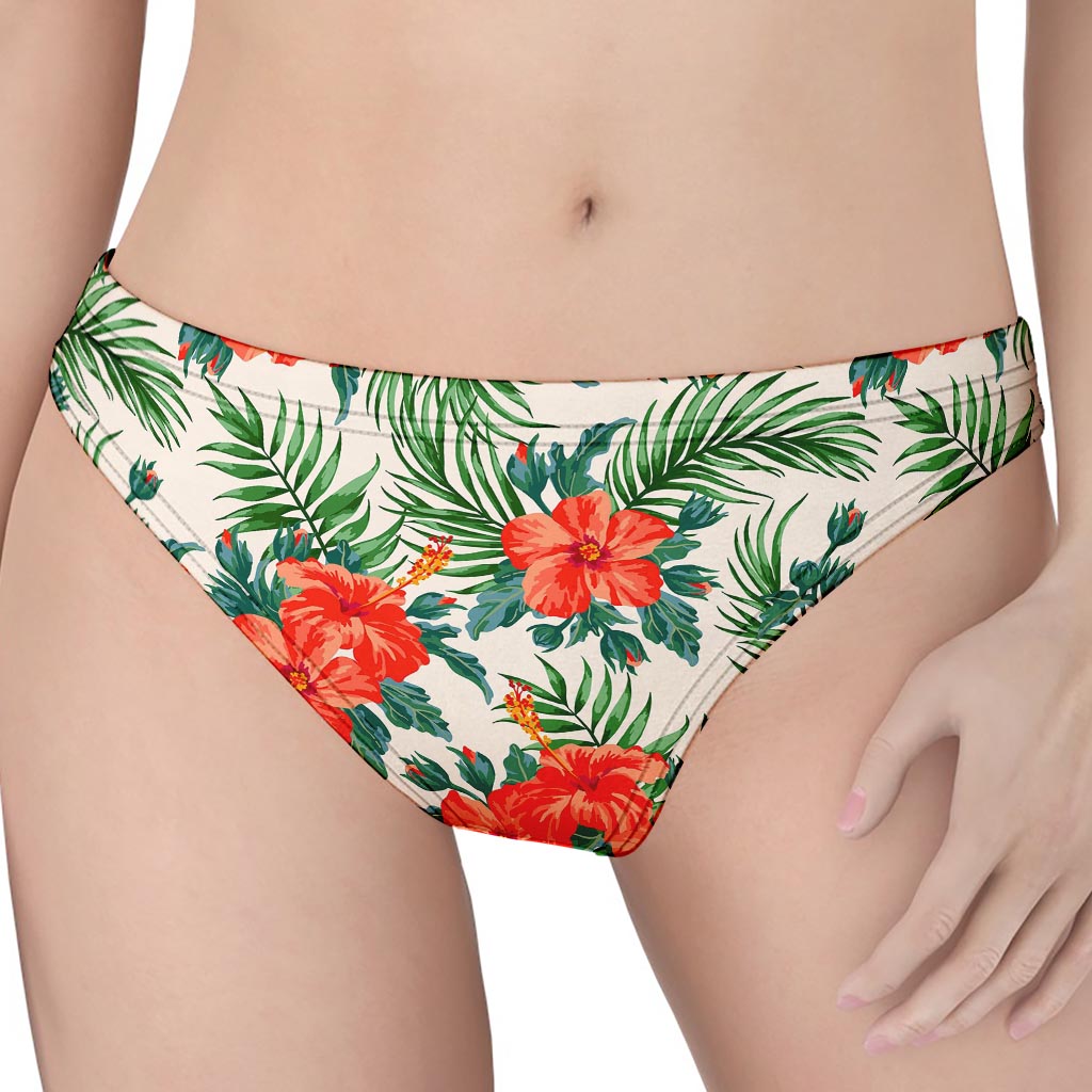 Tropical Hibiscus Blossom Pattern Print Women's Thong