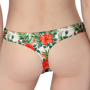 Tropical Hibiscus Blossom Pattern Print Women's Thong