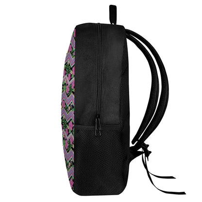 Tropical Hibiscus Flowers Aztec Print 17 Inch Backpack