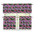 Tropical Hibiscus Flowers Aztec Print 3 Piece Kitchen Curtains