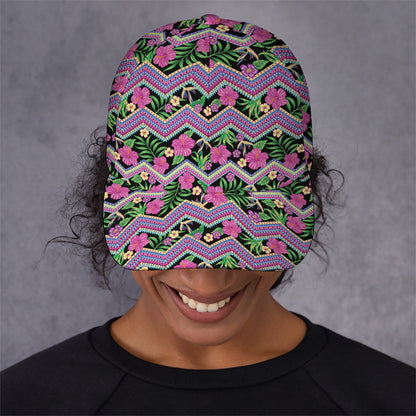 Tropical Hibiscus Flowers Aztec Print Baseball Cap