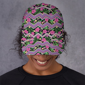 Tropical Hibiscus Flowers Aztec Print Baseball Cap