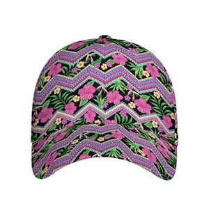 Tropical Hibiscus Flowers Aztec Print Baseball Cap