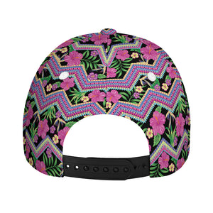 Tropical Hibiscus Flowers Aztec Print Baseball Cap