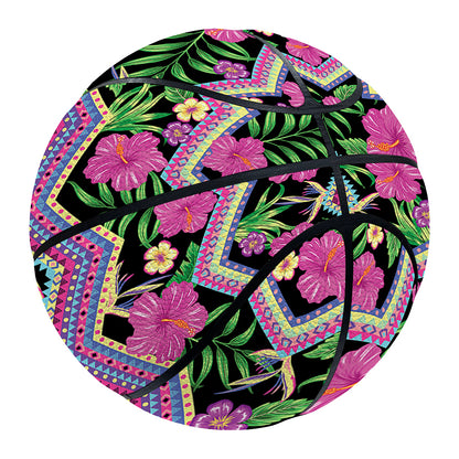 Tropical Hibiscus Flowers Aztec Print Basketball