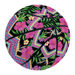 Tropical Hibiscus Flowers Aztec Print Basketball