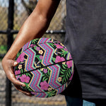 Tropical Hibiscus Flowers Aztec Print Basketball