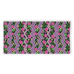 Tropical Hibiscus Flowers Aztec Print Beach Towel