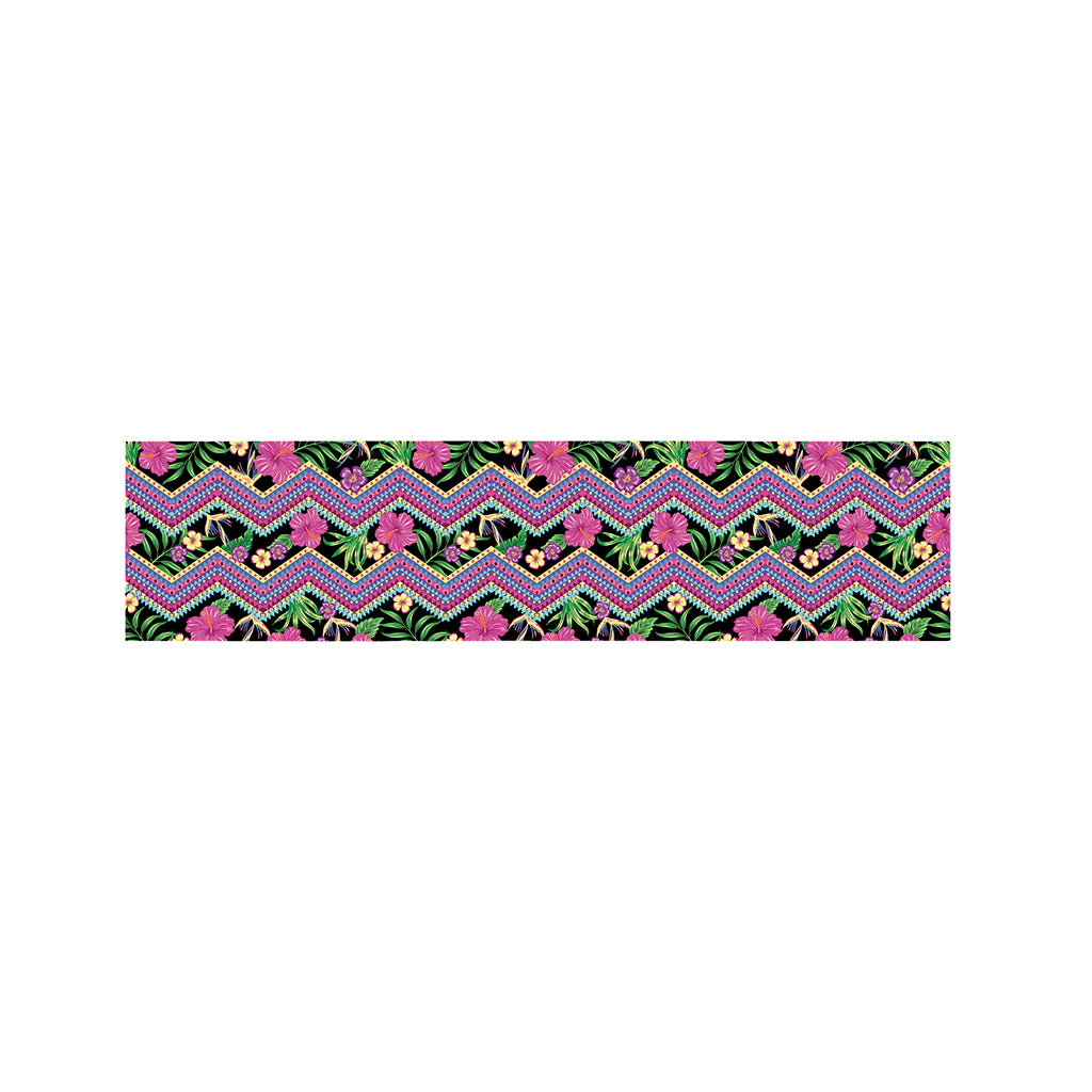 Tropical Hibiscus Flowers Aztec Print Bed Runner