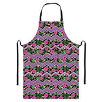 Tropical Hibiscus Flowers Aztec Print Bib Apron With Pocket