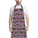 Tropical Hibiscus Flowers Aztec Print Bib Apron With Pocket