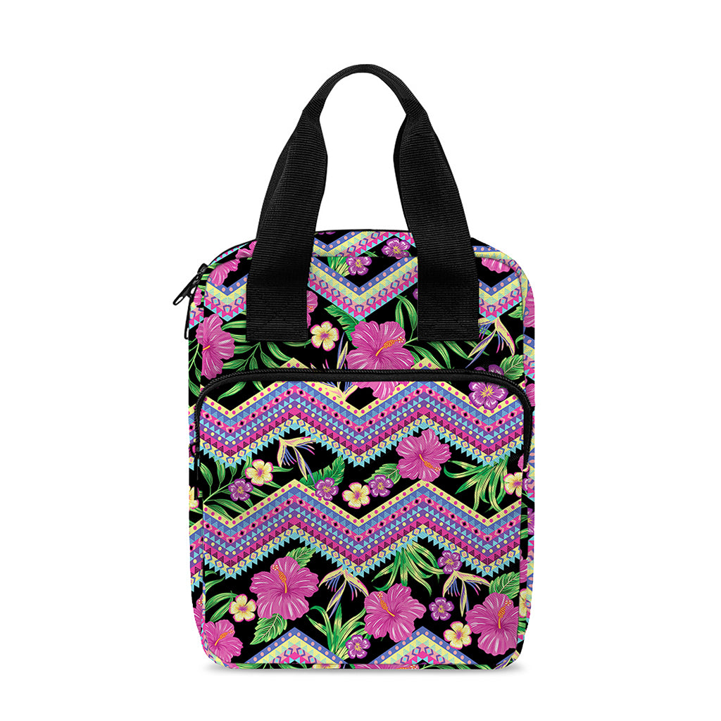 Tropical Hibiscus Flowers Aztec Print Bible Tote Bag