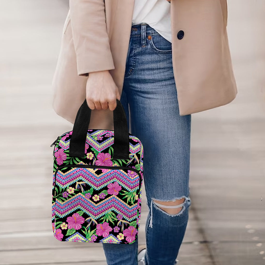 Tropical Hibiscus Flowers Aztec Print Bible Tote Bag