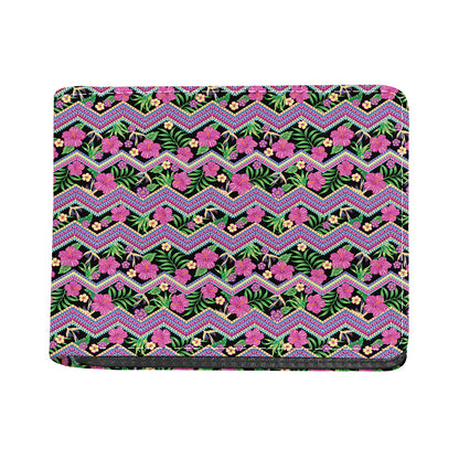Tropical Hibiscus Flowers Aztec Print Bifold Wallet
