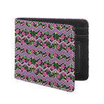 Tropical Hibiscus Flowers Aztec Print Bifold Wallet