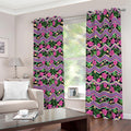 Tropical Hibiscus Flowers Aztec Print Dimout Grommet Curtains