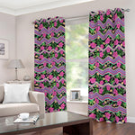 Tropical Hibiscus Flowers Aztec Print Blackout Grommet Curtains