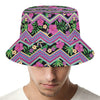 Tropical Hibiscus Flowers Aztec Print Bucket Hat