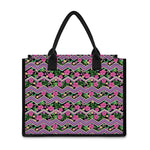 Tropical Hibiscus Flowers Aztec Print Canvas Tote Bag